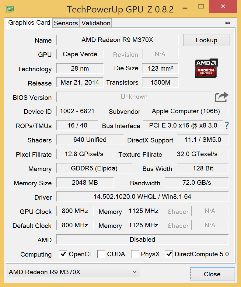 2015 15-inch Retina MacBook Pro's dGPU (R9 M370X) Is Cape Verde